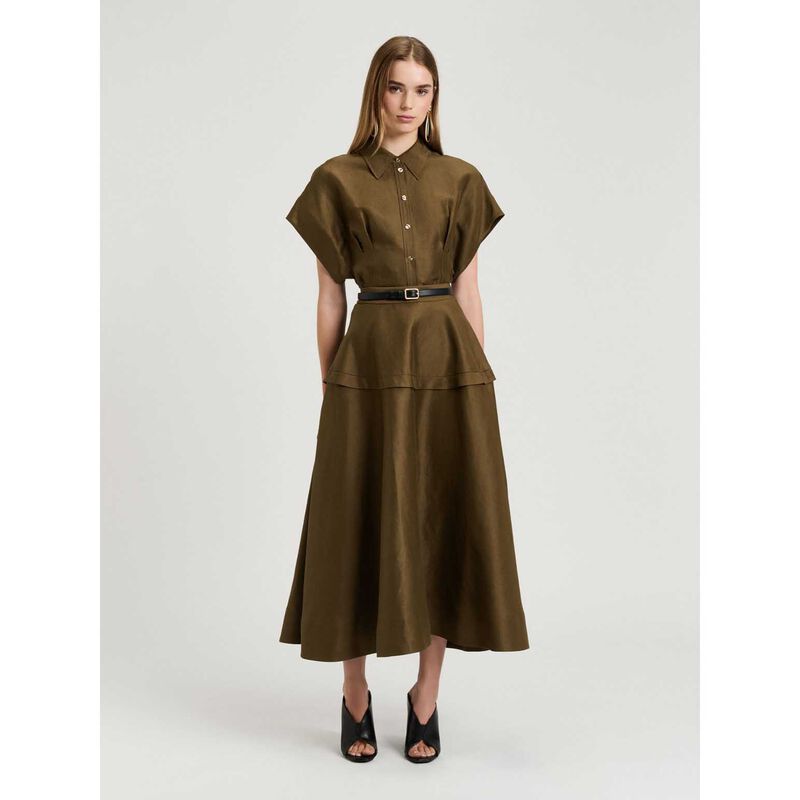 Veronika Maine Linen Viscose Blend Full Skirt image number 3